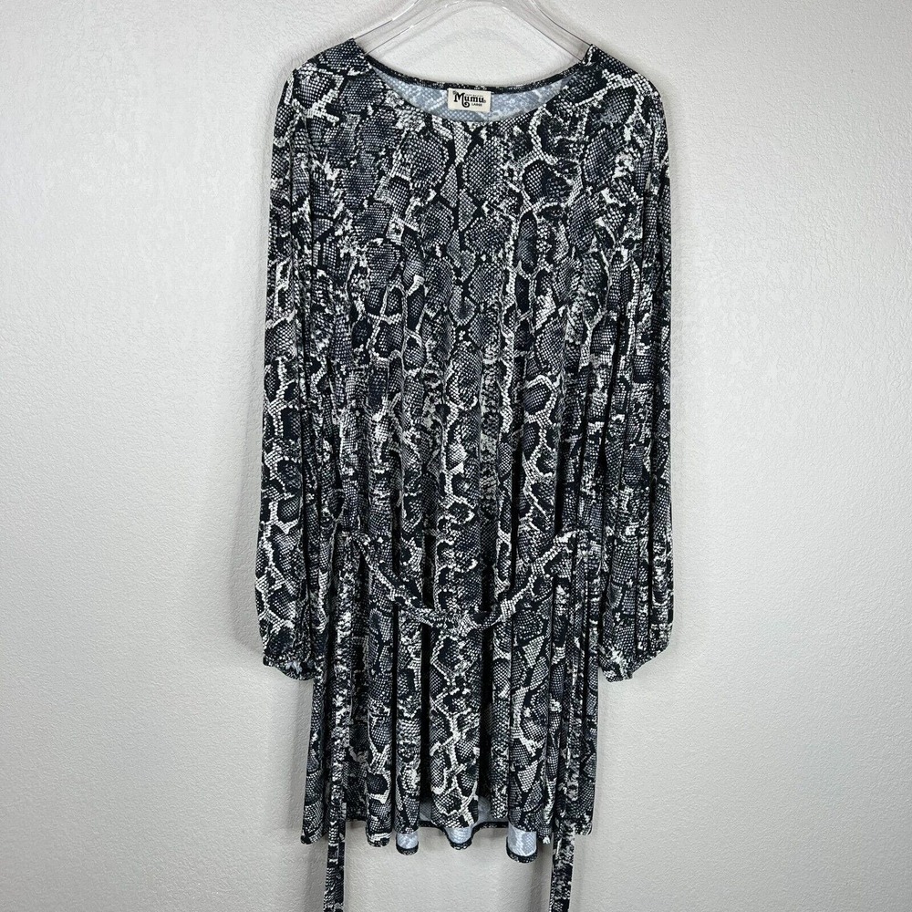Show Me Your Mumu Dress Large Women Viper Snake Print Geller Black Cream